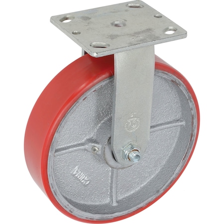 Global Industrial 8 Polyurethane Wheel, Heavy Duty Rigid Plate Caster, 800 Lb. Capacity 601226